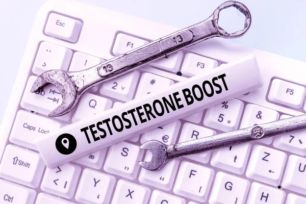 Sign displaying Testosterone Boost. Word for rise of primary male sex hormone and an anabolic steroid Internet Browsing And Online Research Study Doing Maintenance And Repairs