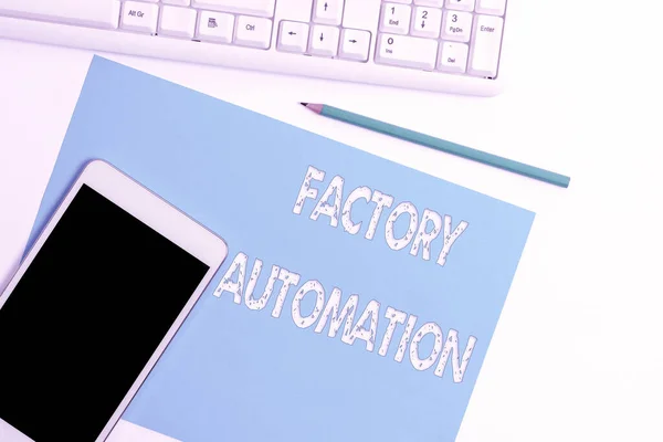 Sign displaying Factory Automation. Business showcase automatic operation and control of machinery or processes Display of Different Color Sticker Notes Arranged On flatlay Lay Background — Stock Photo, Image