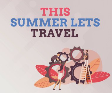 Bu Yaz Seyahat İçin Kavramsal Görünüm. Tatilde bir yerden diğerine iş gezisi Soyut Yardım Toplumu, Toplumu Birlikte Çalışan Toplum Konsepti