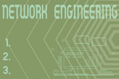 Ağ Mühendisliği sunan metin başlığı. Net Bilgisayar Bakım ve Onarım Konseptini, Soyut İletişim Teknolojisini denetleme becerisine sahip profesyonellere ait bir kelime.