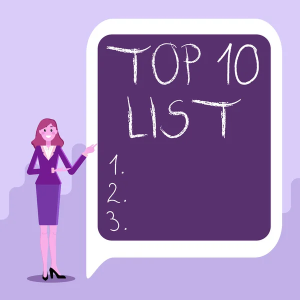 Text sign showing Top 10 List. Concept meaning the ten most important or successful items in a particular list Displaying Important Informations, Presentation Of New Ideas