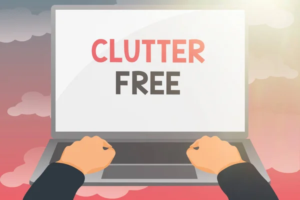 Написання тексту Clutter Free. Огляд бізнесу Добре організовано та організовано Tidy Всі речі в правильних місцях Редагування та форматування онлайн-статей, Введення творчого змісту читання — стокове фото