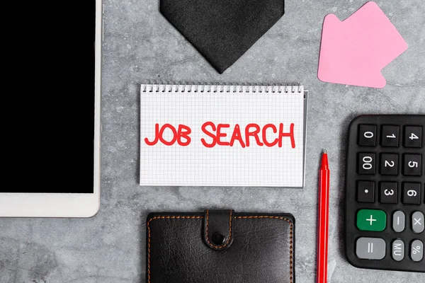 Tekstbord met Job Search. Business idee een daad van sourcing voor vacatures en solliciteren voor een positie Smartphone Voice And Video Calls, Displaying Pocket Inhoud — Stockfoto