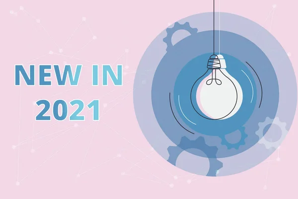 サインを示すインスピレーション2021年に新しい。2020年に何が期待されるか、または新しい創造についての言葉重要な論理的思考の概念、要約明るいアイデアとデザイン — ストック写真