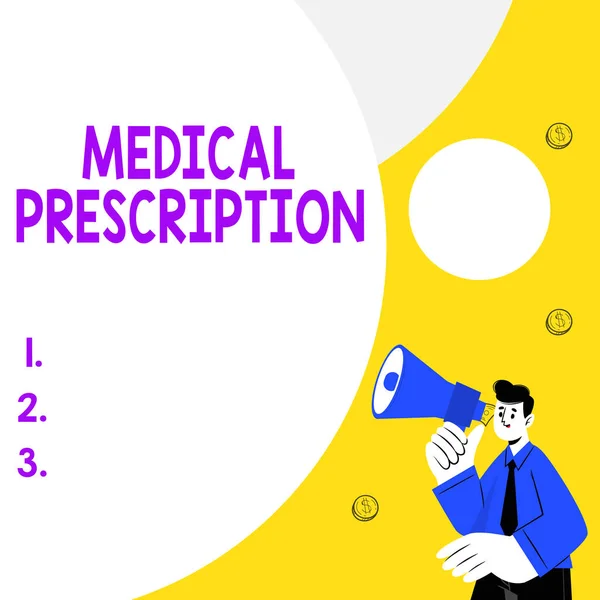 Señal que muestra la prescripción médica. Información general del negocio detalles de la medicina o medicamentos que alguien necesita Resumen Mostrando Diferente Método de Mecanografía, Teclado Procesamiento de Datos — Foto de Stock