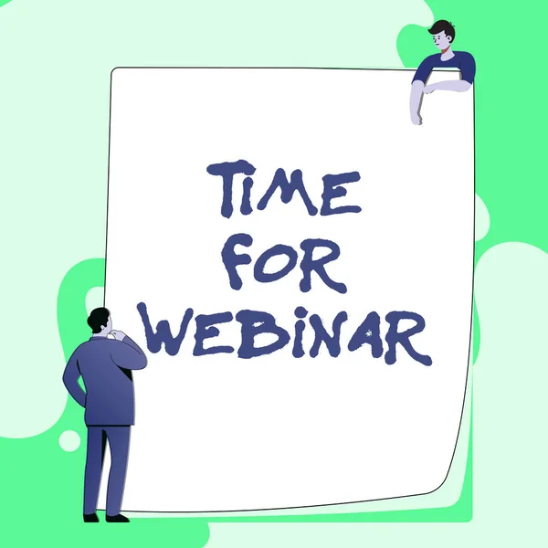 Hand writing sign Time For Webinar. Business idea elearning, web conference, webcasting, realtime online collaboration Typing And Filing Office Documents, Creating Work Related Files — Stock Photo, Image