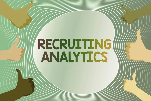 Text caption presenting Recruiting Analytics. Concept meaning used to track the identification of the candidates Creating And Sending Email Message Online, Data Processing Jobs