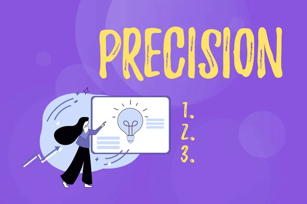 Visualización conceptual Precisión. Concepto de Internet el grado de refinamiento al que se lleva a cabo la operación Resumen Rellenar formularios en línea, responder encuestas y preguntas en Internet —  Fotos de Stock