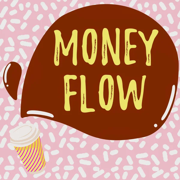 Ispirazione che mostra il segno Money Flow. Idea di business è un indicatore di positivo o negativo in un giorno corrente Colorful Design Visualizza messaggio, astratto Coffee Shop Menu — Foto Stock