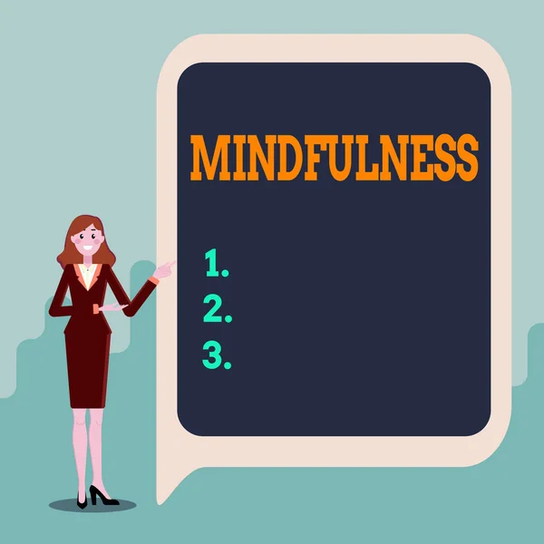 Conceptual display Mindfulness. Business concept state of mind attained by concentrating one s is attention Displaying Important Informations, Presentation Of New Ideas — Stock Photo, Image