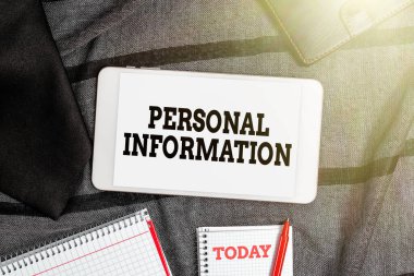 El yazısı levhası Kişisel Bilgi. Tanımlanabilir bir Smartphone Voice ve Video Calls hakkında kaydedilmiş bilgi için sözcük, Cep İçindekiler Görüntüleniyor