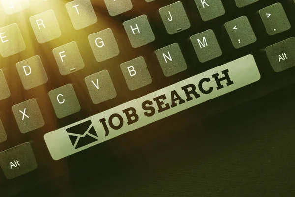 Conceptueel bijschrift Job Search. Business showcase an act of sourcing for job openings and apply for a position Typing Daily Reminder Notes, Creating Online Writing Presentation — Stockfoto