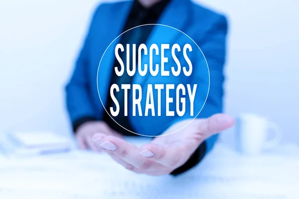 Κείμενο που δείχνει έμπνευση Στρατηγική επιτυχίας. Επιχειρηματική βιτρίνα παρέχει καθοδήγηση τα αφεντικά πρέπει να τρέξει την εταιρεία Συζητώντας Σημαντικές Ιδέα Παρουσιάζοντας και εξηγώντας Επιχειρηματικά Σχέδια — Φωτογραφία Αρχείου