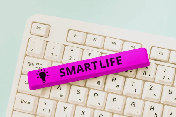 Writing displaying text Smart Life. Business showcase technology that works to make living enjoyable and comfortable Typing And Publishing Descriptions Online, Writing Informative Data