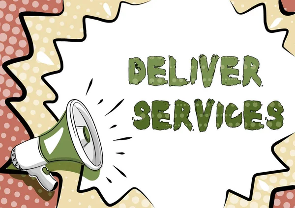 Text sign showing Deliver Services. Business approach sending any kind of assistance or products to an area Colorful Design Displaying Important Message, Abstract Announcing News