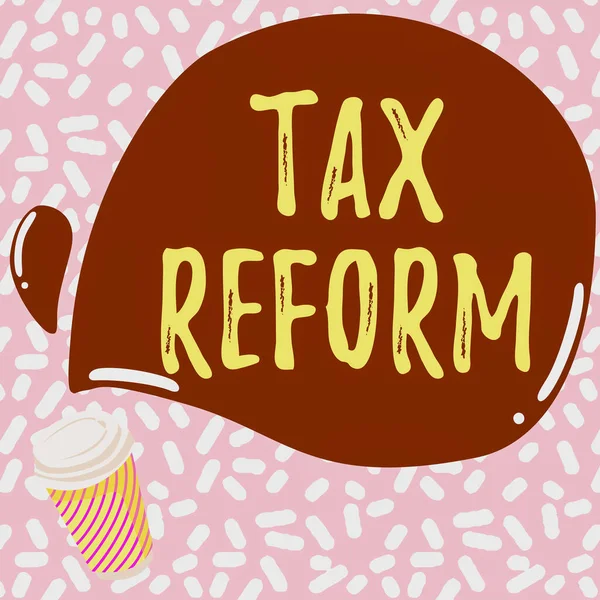 Vergi Reformunu gösteren bir tabela. İşletme sahipleri ile vergilerin tahsilatı hakkındaki hükümet politikası Renkli Tasarım İleti, Soyut Kahve Dükkanı Menüsü — Stok fotoğraf