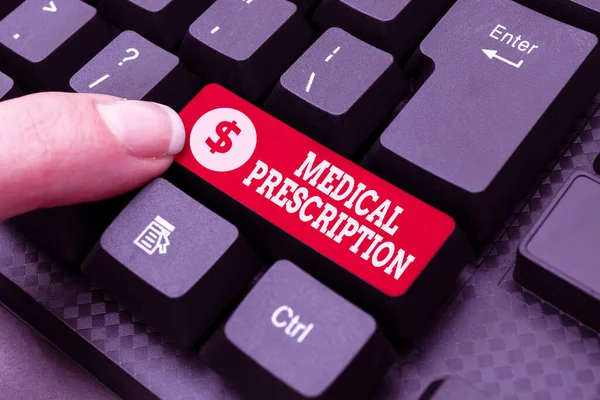 Text caption presenting Medical Prescription. Business approach details of the medicine or drugs that someone needs Creating New Typing Game Concept, Abstract Typing Problem Solutions — Stock Photo, Image