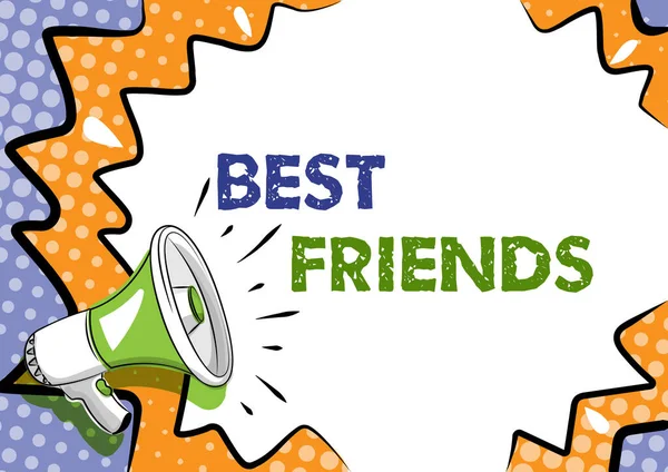 Didascalia concettuale Best Friends. Business idea Una persona a cui tieni più di altre persone Forever Buddies Colorful Design Visualizzazione messaggio importante, Riassunto annuncio Notizie — Foto Stock