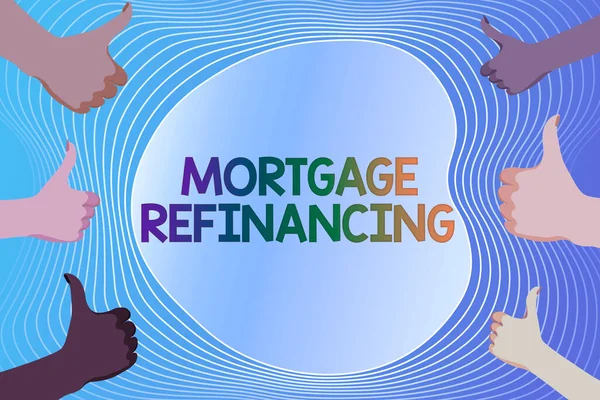 Text showing inspiration Mortgage Refinancing. Concept meaning process of replacement of an existing debt obligation Creating And Sending Email Message Online, Data Processing Jobs — 图库照片