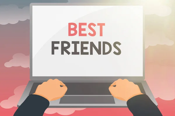 Handwriting text Best Friends. Word Written on A person you value above other persons Forever buddies Editing And Formatting Online Articles, Typing Creative Reading Contents — 图库照片