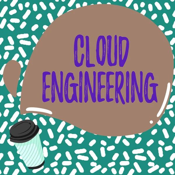 Rukopis Cloud Engineering. Obchodní koncepce aplikace inženýrských oborů na cloud computing Barevný design Zobrazení zprávy, Abstrakt Coffee Shop Menu — Stock fotografie