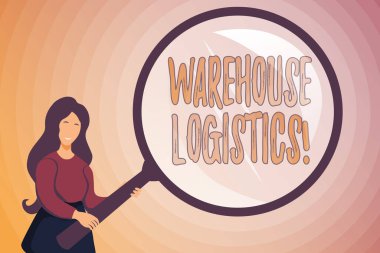 Kavramsal manşet Depo Lojistiği. İş dünyasında hem fiziksel mal hem de bilgi akışının Soyut Soruşturma ve İpuçları Bulma, Cevaplar Aranıyor