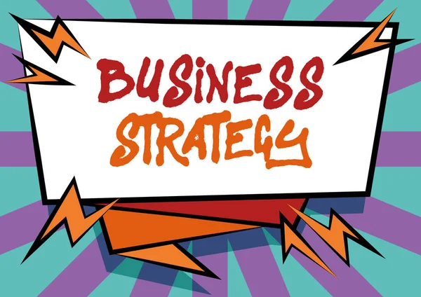 Exhibición conceptual Estrategia de negocio. Palabra Escrito en el plan de trabajo de un negocio para lograr su visión Resumen Mostrando Mensaje Urgente, Nueva Información de Anuncio — Foto de Stock