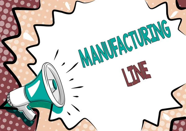 Text sign showing Manufacturing Line. Concept meaning set of sequential operations established in a factory Colorful Design Displaying Important Message, Abstract Announcing News