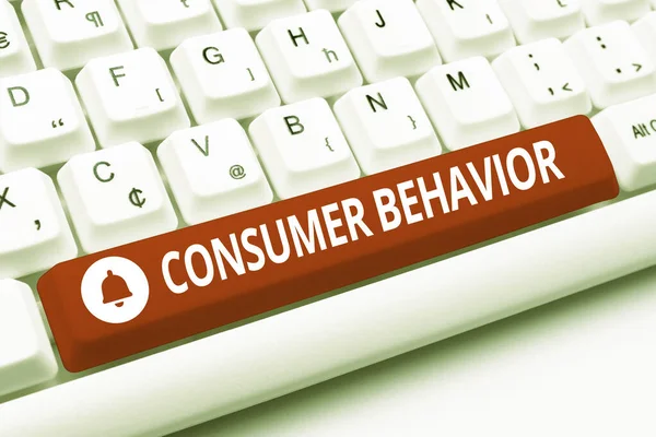 Kavramsal başlık Tüketici Davranışı. Kişisel müşterilerin marka giriş görüntüsü tanımlaması ve tanımlaması ile nasıl etkileşim kurdukları, kelime tanımlaması ve anlamı hakkında çalışma sözcüğü — Stok fotoğraf