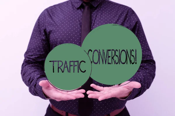 Conceptual display Traffic Conversions. Conceptual photo visitor who has been converted into a client or customer Presenting New Plans And Ideas Demonstrating Planning Process — 스톡 사진