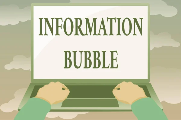 Концептуальный дисплей Information Bubble. Феномен бизнес-витрины, который ограничивает человека с экспозицией Редактирование и форматирование онлайн Статьи, набрав Creative Reading Contents — стоковое фото
