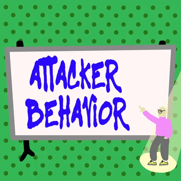 Text sign showing Attacker Behavior. Business overview analyze and predict the attacker behavior of the attack Colorful Design Displaying Message, Abstract Discussing Important News — 스톡 사진