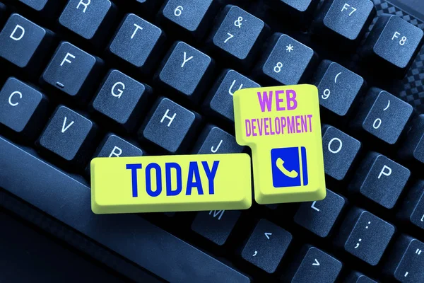 Inspiration showing sign Web Development. Business overview work involved in developing a website for the Internet Typing Online Website Informations, Editing And Updating Ebook Contents