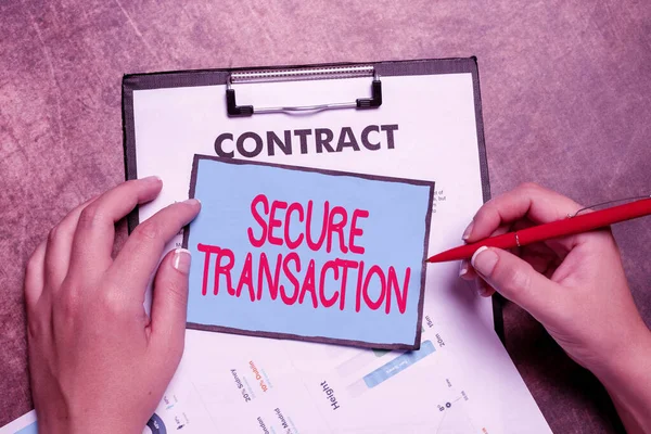 Hand writing sign Secure Transaction. Concept meaning a transaction intended to create a security interest Writing Notes And Important Ideas Brainstorming New Designs