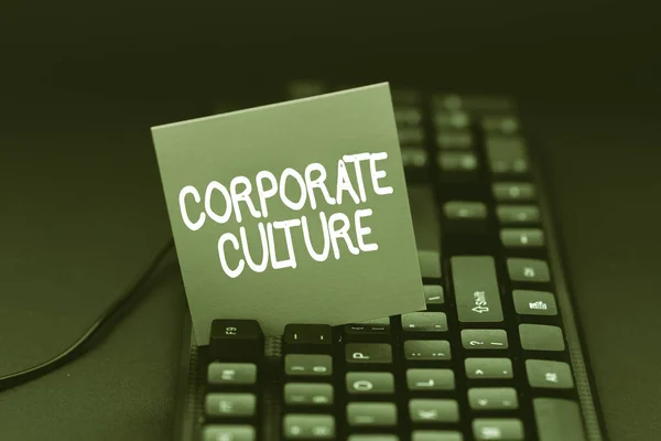 Text showing inspiration Corporate Culture. Word Written on beliefs and attitudes that characterize a company Converting Written Notes To Digital Data, Typing Important Coding Files