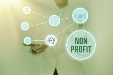 El yazısı Non Profit. İş fikri, öncelikle Sanal Düğmeye Basıp Fütürist Teknolojiyi Gösteren Kadın Tableti 'nin kar amacı gütmeyen veya yürütülmeyen bir faaliyet.