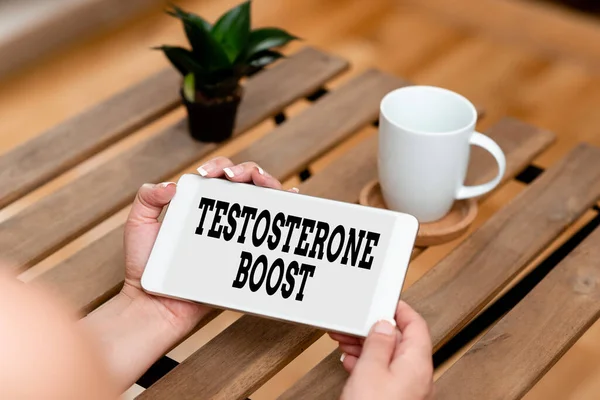 Text showing inspiration Testosterone Boost. Word Written on rise of primary male sex hormone and an anabolic steroid Voice And Video Calling Capabilities Connecting People Together