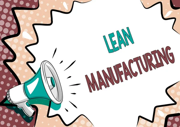 Text sign showing Lean Manufacturing. Conceptual photo focus on minimizing waste within manufacturing systems Colorful Design Displaying Important Message, Abstract Announcing News — Stock Photo, Image