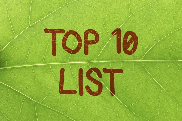 Text showing inspiration Top 10 List. Business idea the ten most important or successful items in a particular list Nature Theme Presentation Ideas And Designs, Displaying Renewable Materials — 스톡 사진