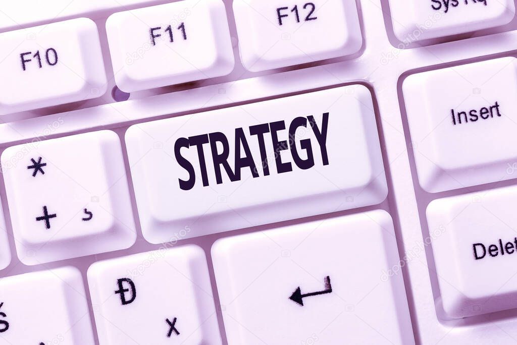 Hand writing sign Strategy. Business overview action plan or strategy designed to achieve an overall goal Typing And Publishing Descriptions Online, Writing Informative Data