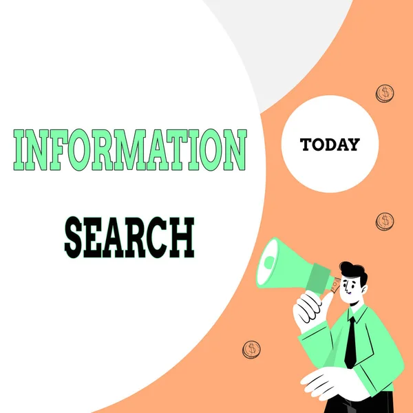 Sign displaying Information Search. Business showcase options available to the consumer are identified Abstract Displaying Different Typing Method, Keyboard Data Processing — Stock Photo, Image