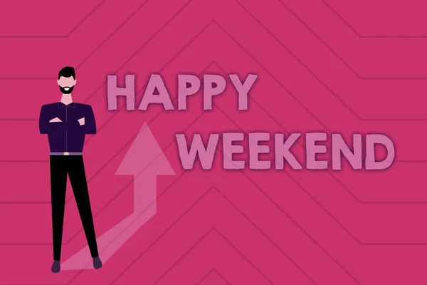 Sign displaying Happy Weekend. Business concept Cheerful rest day Time of no office work Spending holidays Gathering Online Documents And Informations, Entering And Recording Data