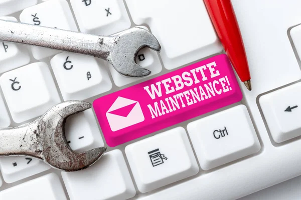 Sign displaying Website Maintenance. Business overview act of regularly checking your website for issues Computer Engineering Concept, Abstract Repairing Broken Keyboard — Stock Photo, Image
