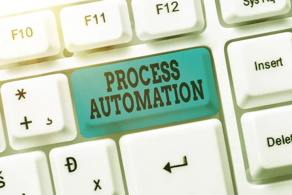 Sign displaying Process Automation. Business concept the use of digital technology to perform a process Setting Up New Online Blog Website, Typing Meaningful Internet Content — ストック写真