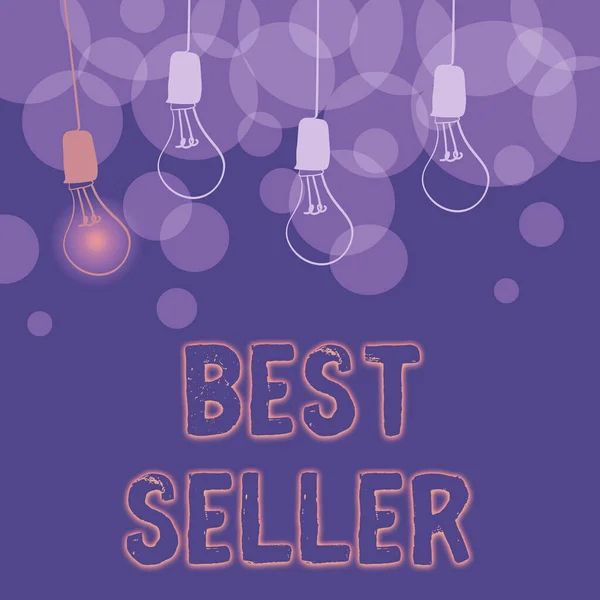 Text showing inspiration Best Seller. Business showcase a highlypurchased commodity produced in large amounts Abstract Displaying Different Ideas, Lights Presenting Intellect Concept — ストック写真