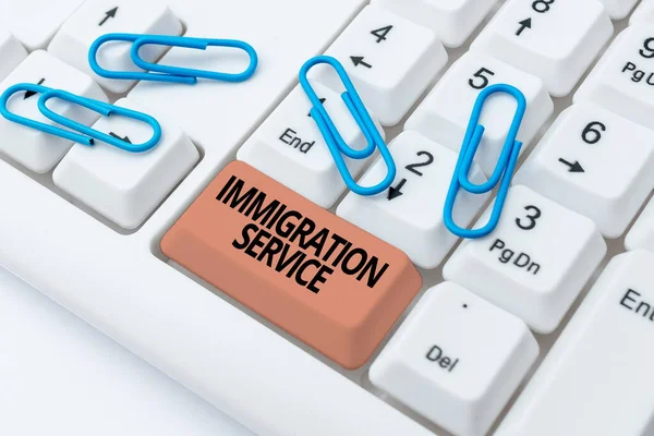 Text showing inspiration Immigration Service. Business idea responsible for law regarding immigrants and immigration Upgrading And Repairing Old Website, Enhancing Software Codes — Stockfoto