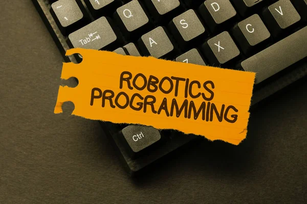 Robotics Programming 라는 문서 작성. 비즈니스 개요 소프트웨어, 온라인 프렌즈와 관련된 자율적 인 작업을 수행하고 인터넷에서 특이 한 정보를 만드는 데 사용되었습니다. — 스톡 사진