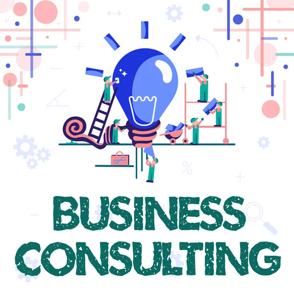 Leyenda conceptual Business Consulting. Concepto que significa práctica de ayudar a las organizaciones a mejorar el rendimiento Resumen Trabajando juntas para obtener mejores resultados, Concepto de esfuerzo grupal — Foto de Stock