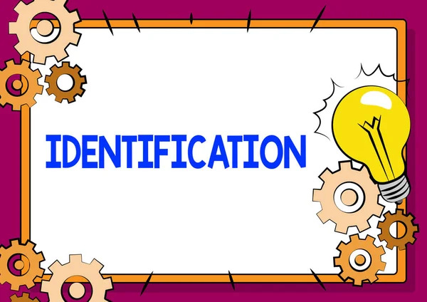 Υπογραφή εμφάνισης ταυτότητας. Word for a action or procedure to identify someone or something Στερέωση παλιό σύστημα αρχειοθέτησης, διατήρηση σε απευθείας σύνδεση αρχείων, αφαίρεση σπασμένα κλειδιά — Φωτογραφία Αρχείου