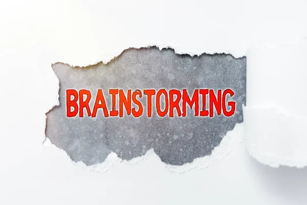 Έμπνευση που δείχνει σημάδι Brainstorming. Written on group discussion leading to ideas or solutions problems Thinking New Writing Concepts, Breaking Through Writers — Φωτογραφία Αρχείου